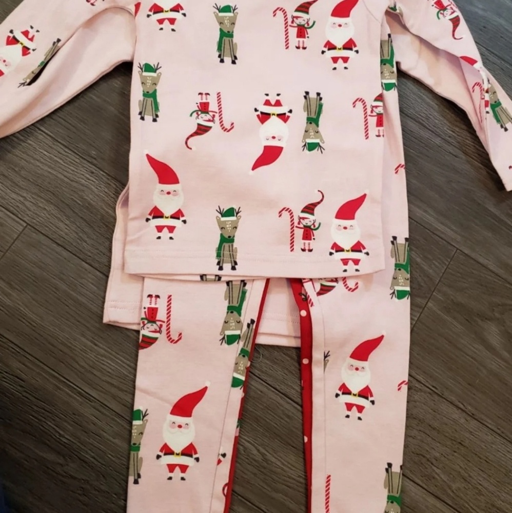 Toddler girls Santa Christmas Pajamas 4 piece set - Picture 3 of 3